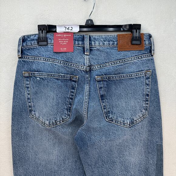LUCKY BRAND LEGEND SERIES WOMEN'S 2/26 BOYFRIEND MID RISE FLARE PATCHWORK - Picture 7 of 8